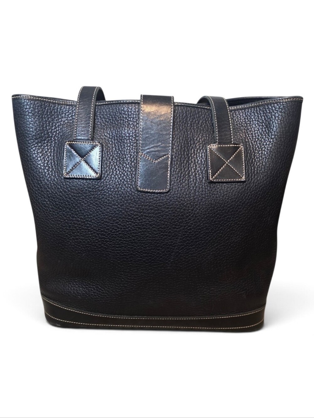 Vintage Dooney & Bourke Black Pebbled Leather Bucket Tote Bag - Picture 2 of 8